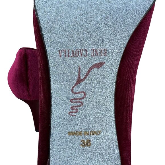 Rene Caovilla Velvet Strass Crystal Point-Toe Pump Women's Red Heel Size 5.5 - Picture 13 of 17